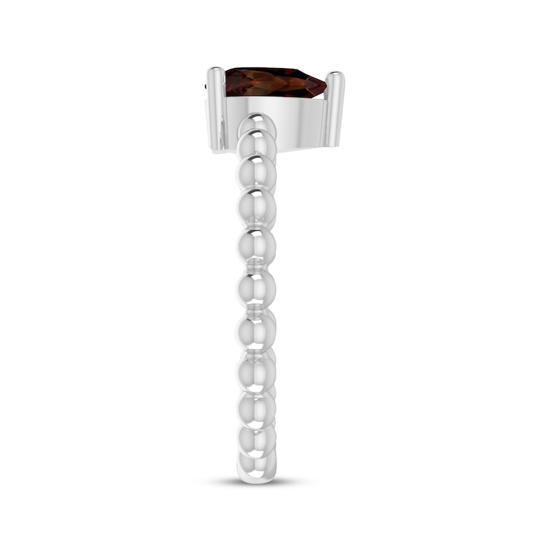 Main Image 3 of Garnet Pear Beaded Ring Sterling Silver