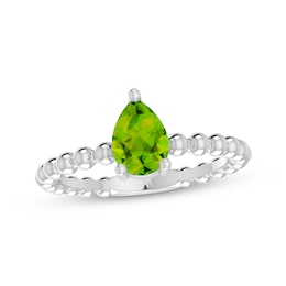 Peridot Pear Beaded Ring Sterling Silver