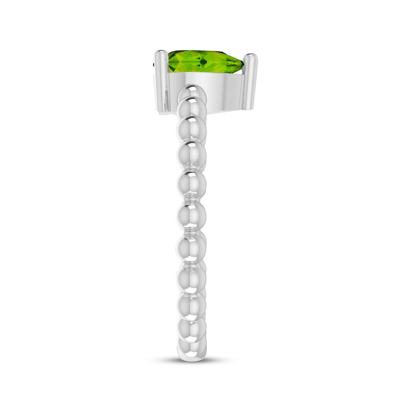 Main Image 3 of Peridot Pear Beaded Ring Sterling Silver
