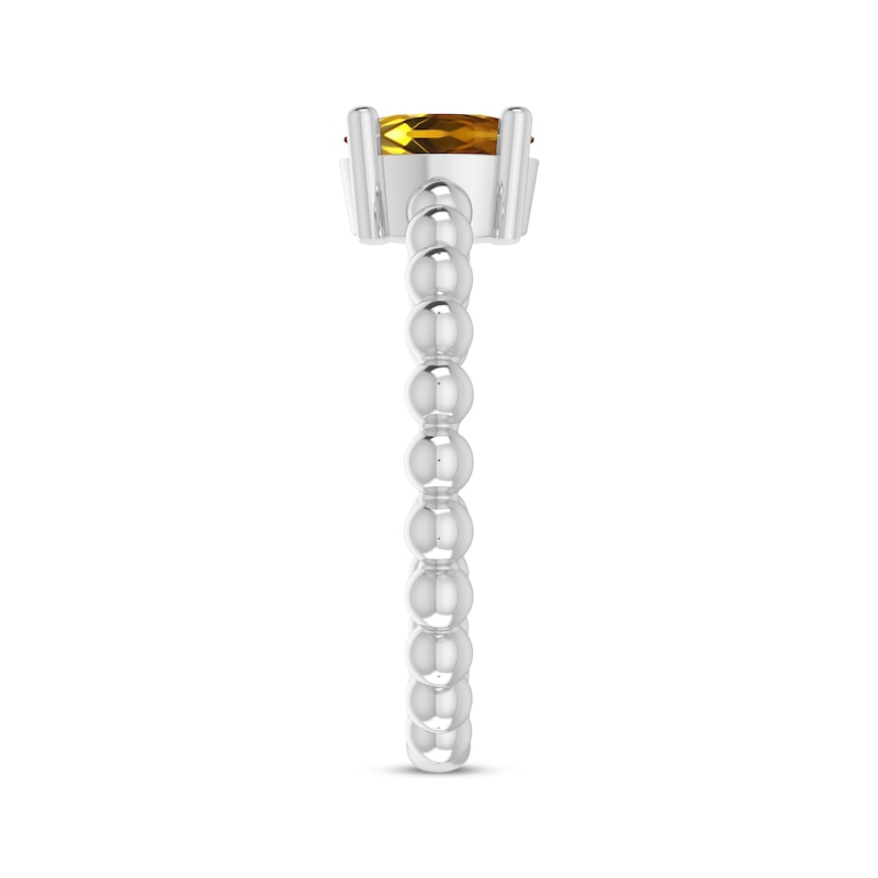 Main Image 2 of Citrine Oval Beaded Ring Sterling Silver