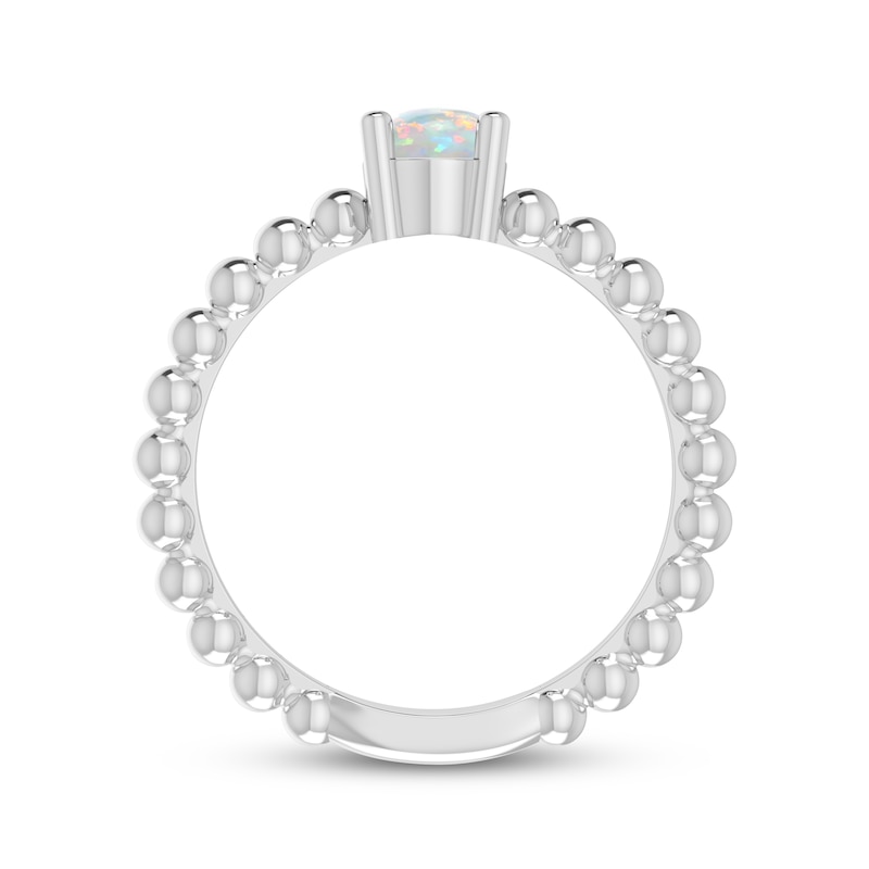 Main Image 3 of Lab-Created Opal Oval Beaded Ring Sterling Silver