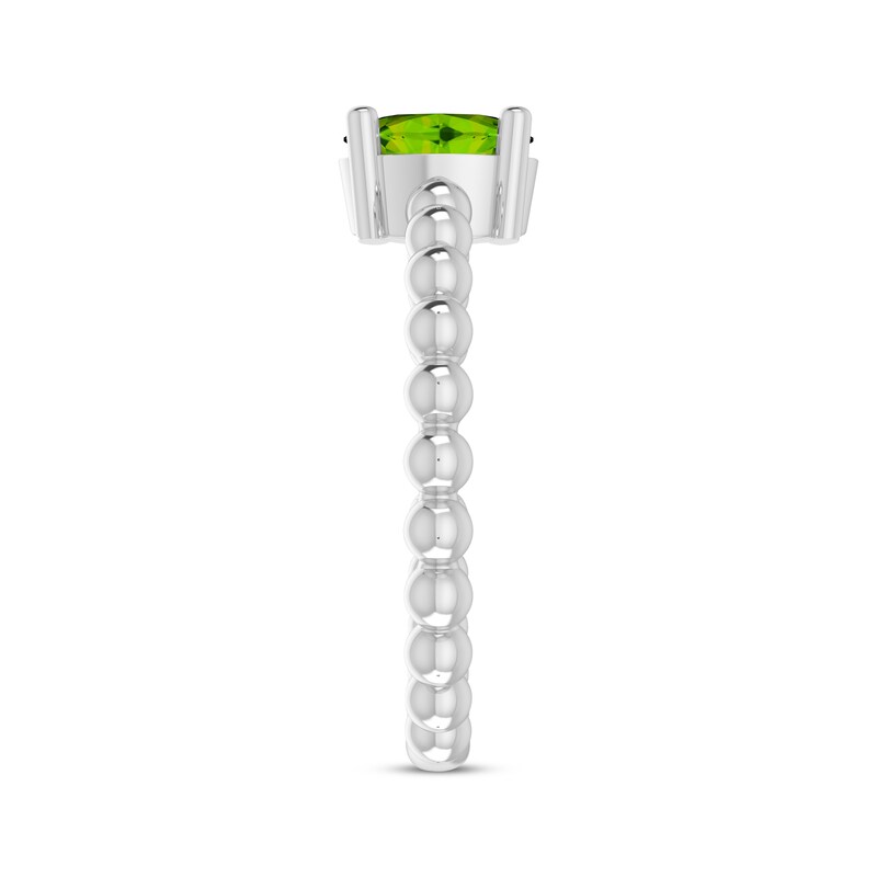 Peridot Oval Beaded Ring Sterling Silver