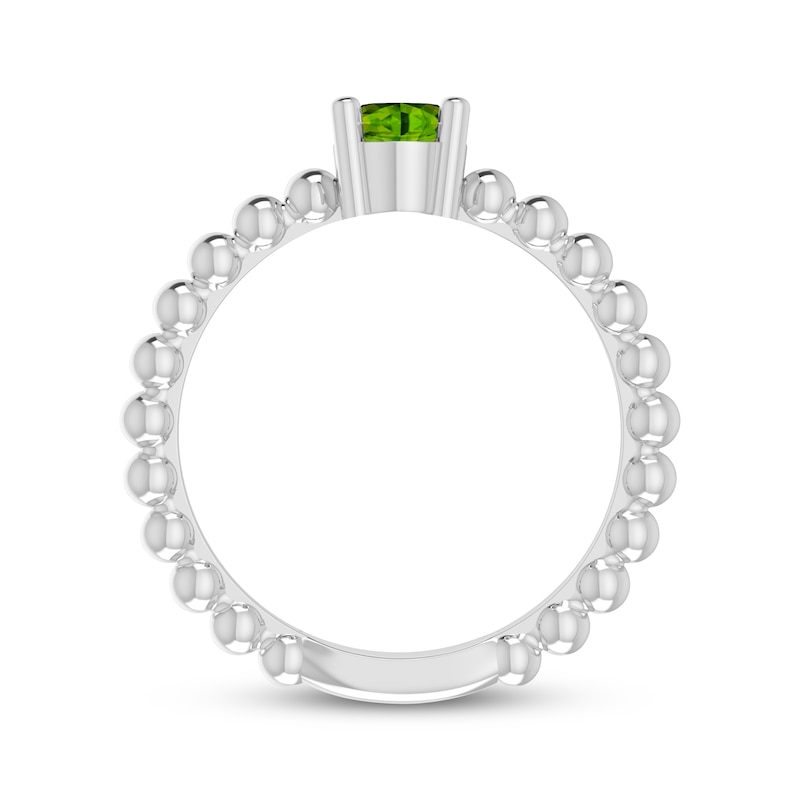 Peridot Oval Beaded Ring Sterling Silver