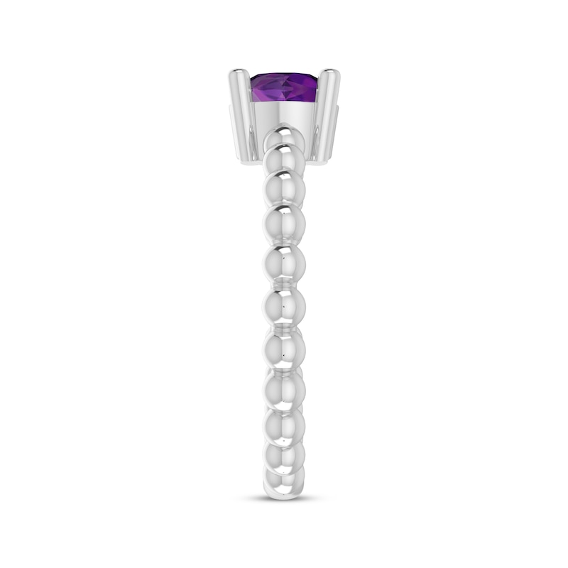 Main Image 2 of Amethyst Round Beaded Ring Sterling Silver