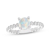 Thumbnail Image 0 of Lab-Created Opal Round Beaded Ring Sterling Silver