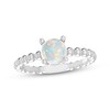 Thumbnail Image 1 of Lab-Created Opal Round Beaded Ring Sterling Silver