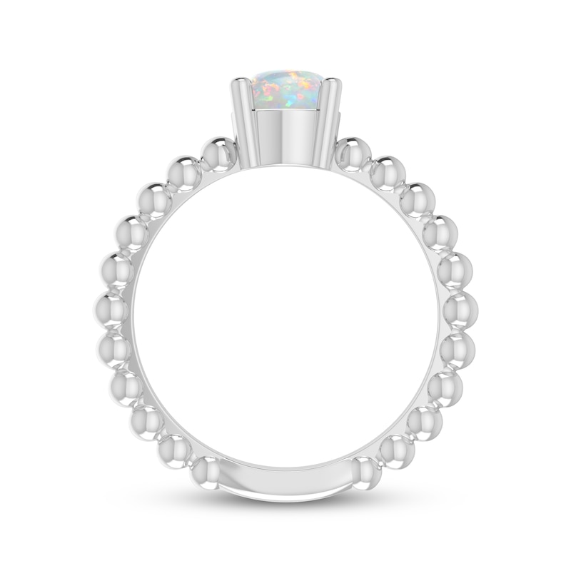 Main Image 3 of Lab-Created Opal Round Beaded Ring Sterling Silver