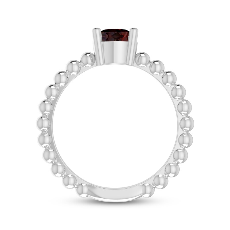 Main Image 2 of Garnet Round Beaded Ring Sterling Silver