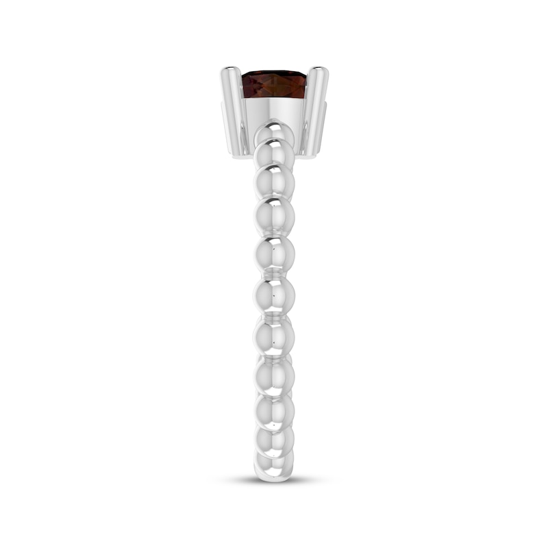 Main Image 3 of Garnet Round Beaded Ring Sterling Silver