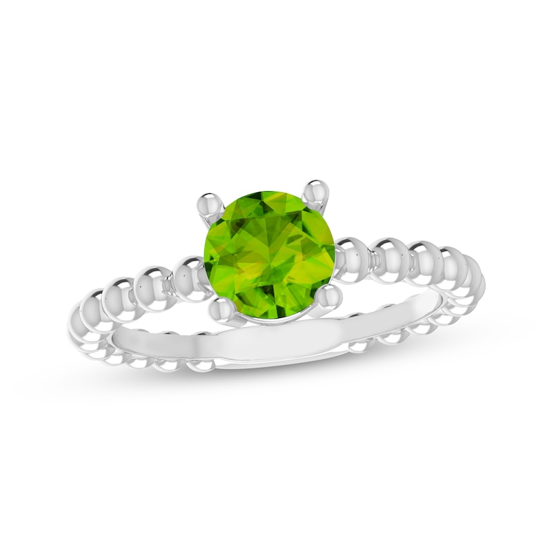 Peridot Round Beaded Ring Sterling Silver