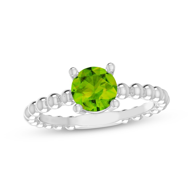 Main Image 1 of Peridot Round Beaded Ring Sterling Silver