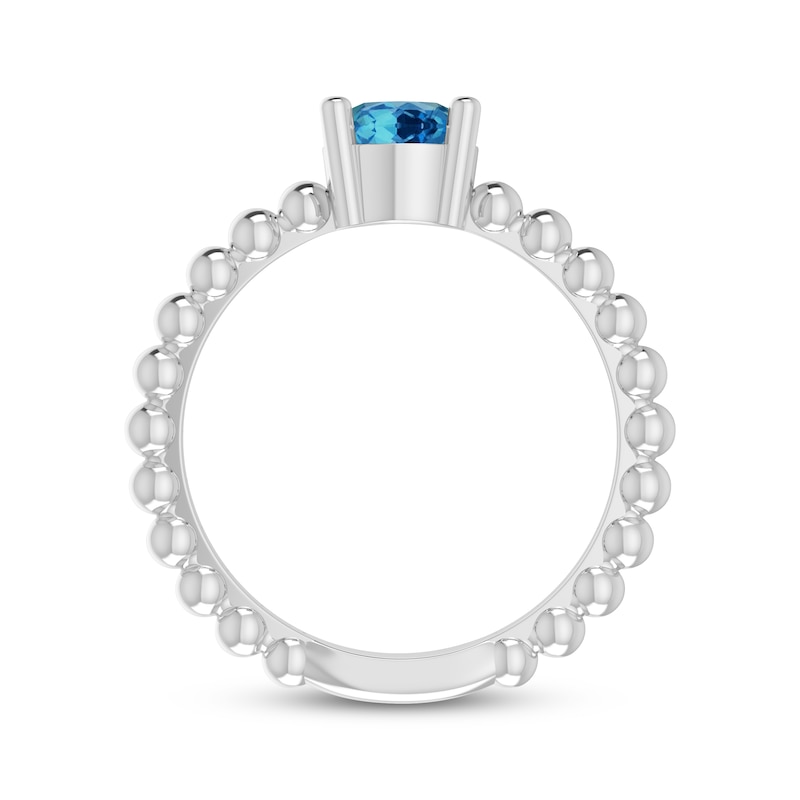 Main Image 2 of Swiss Blue Topaz Round Beaded Ring Sterling Silver