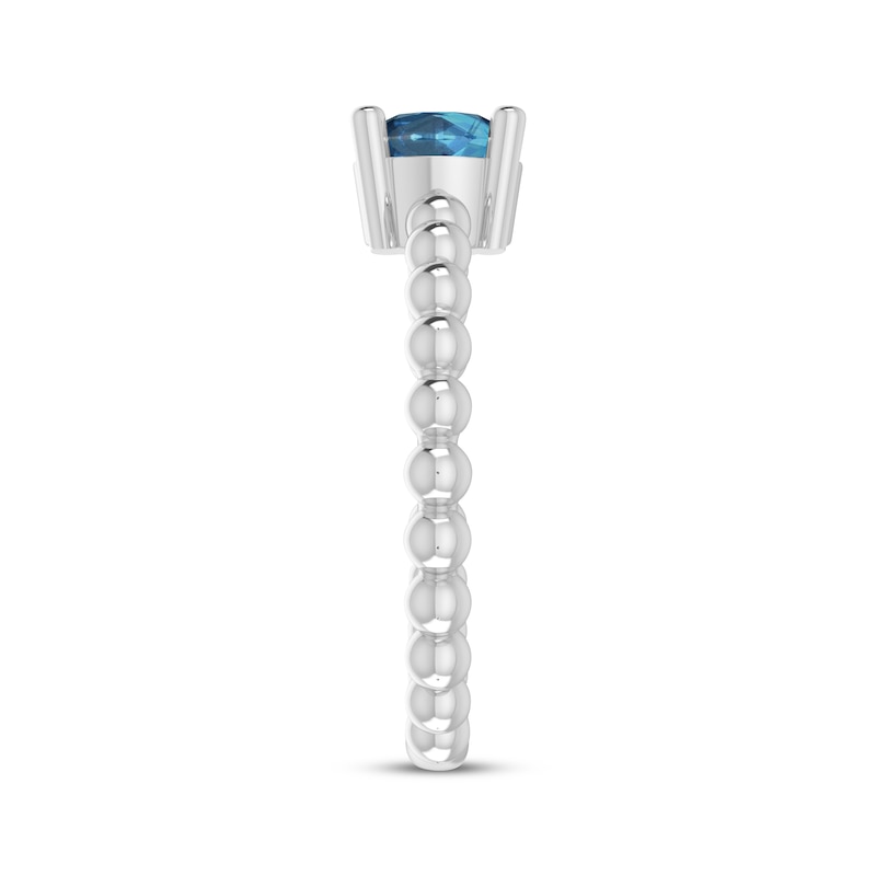 Main Image 3 of Swiss Blue Topaz Round Beaded Ring Sterling Silver