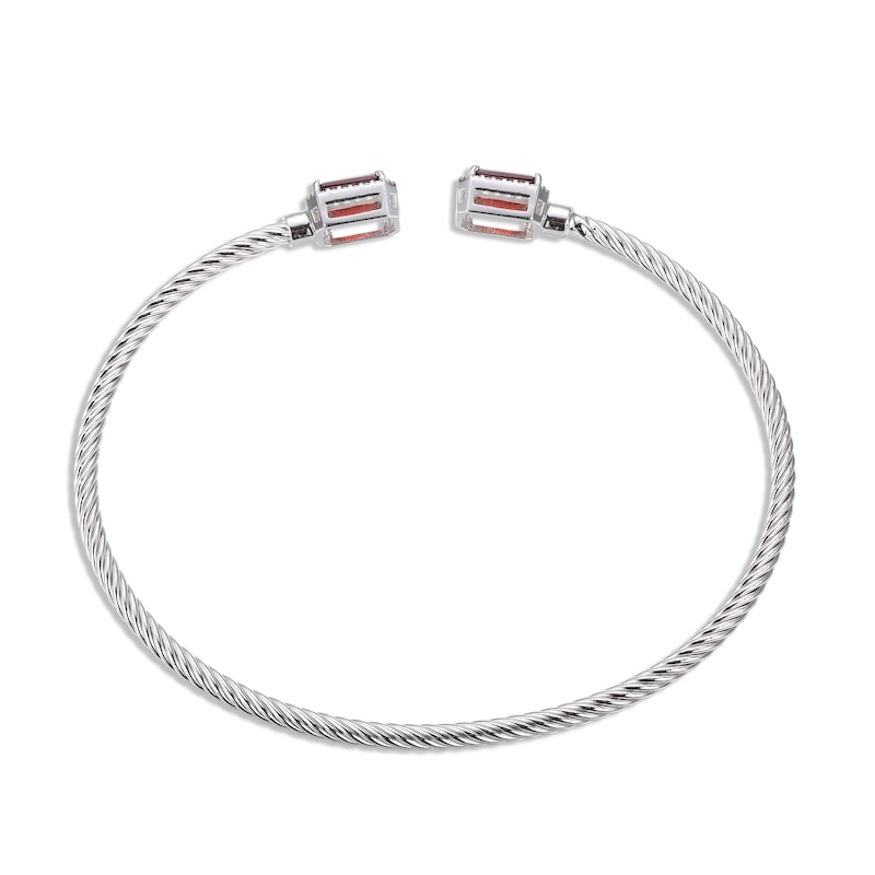 Main Image 3 of Garnet & White Lab-Created Sapphire Rope Cuff Bangle Bracelet Sterling Silver