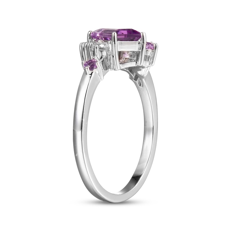 Main Image 2 of Amethyst & White Lab-Created Sapphire Ring Sterling Silver