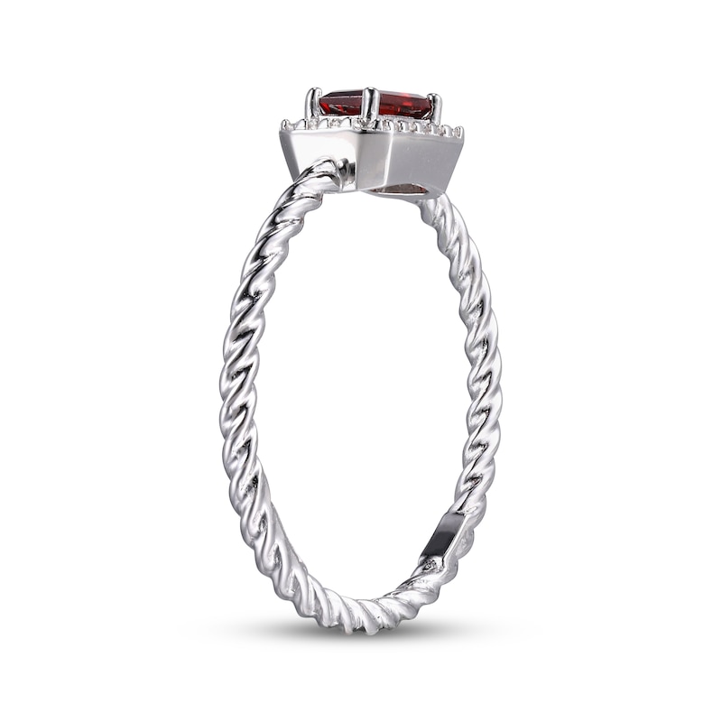 Garnet & White Lab-Created Sapphire Rope Ring Sterling Silver