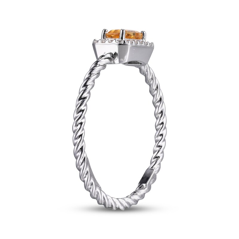 Main Image 2 of Citrine & White Lab-Created Sapphire Rope Ring Sterling Silver