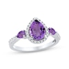 Thumbnail Image 1 of Amethyst & White Lab-Created Sapphire Ring Sterling Silver