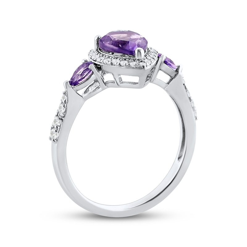 Main Image 2 of Amethyst & White Lab-Created Sapphire Ring Sterling Silver