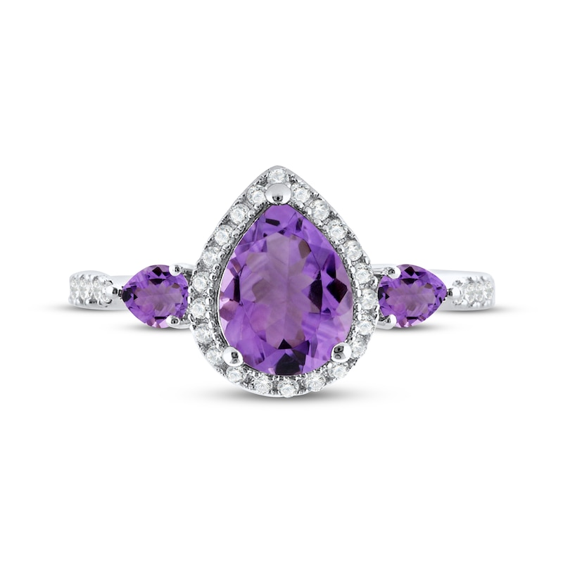 Main Image 3 of Amethyst & White Lab-Created Sapphire Ring Sterling Silver