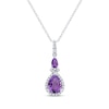 Thumbnail Image 0 of Amethyst & White Lab-Created Sapphire Pear/Round Necklace Sterling Silver 18"