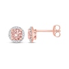 Thumbnail Image 0 of Morganite & Diamond Halo Stud Earrings 1/15 ct tw Round-cut 10K Rose Gold