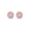 Thumbnail Image 2 of Morganite & Diamond Halo Stud Earrings 1/15 ct tw Round-cut 10K Rose Gold