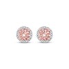 Thumbnail Image 1 of Morganite & Diamond Halo Stud Earrings 1/15 ct tw Round-cut 10K Rose Gold