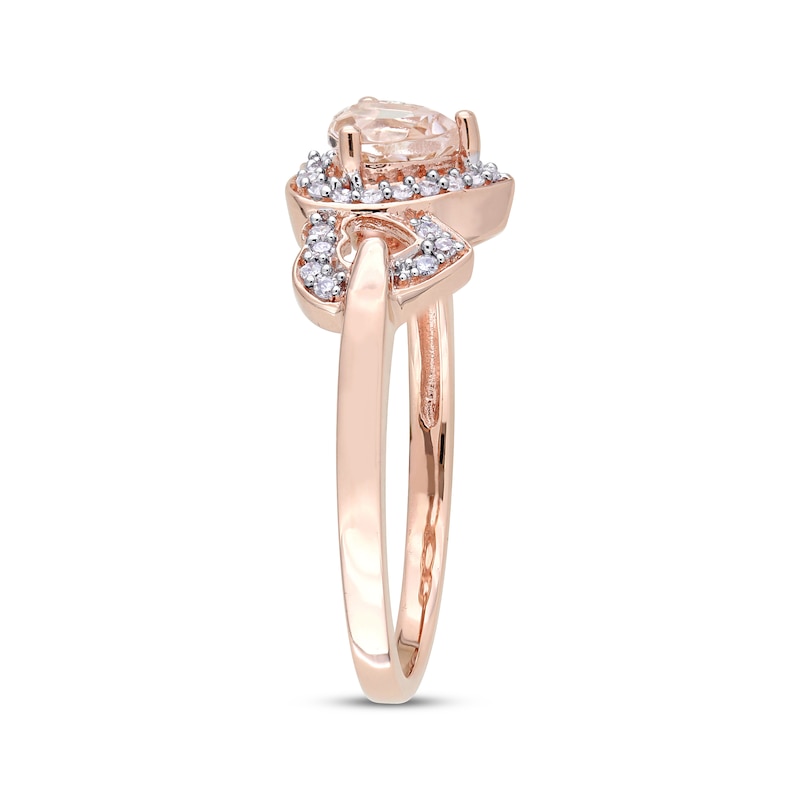 Main Image 2 of Morganite & Diamond Heart Ring 1/8 ct tw Round-cut 10K Rose Gold