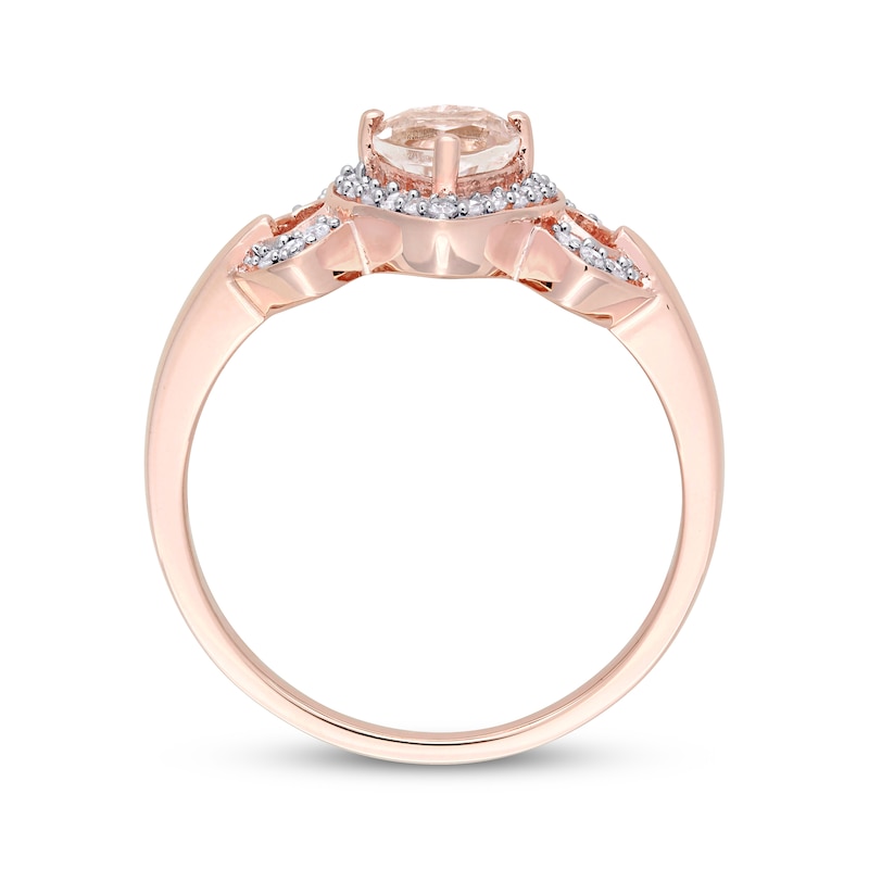 Main Image 3 of Morganite & Diamond Heart Ring 1/8 ct tw Round-cut 10K Rose Gold