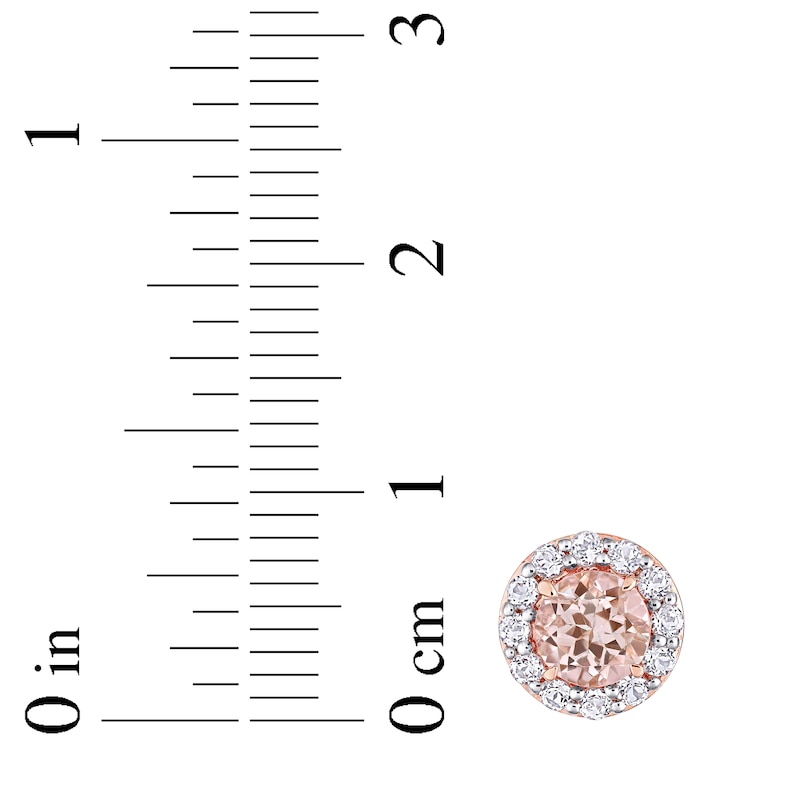 Main Image 3 of Morganite & White Topaz Halo Stud Earrings 10K Rose Gold