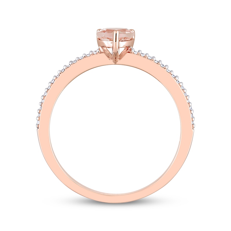 Main Image 3 of Morganite & Diamond Heart Ring 1/10 ct tw Round-cut 10K Rose Gold