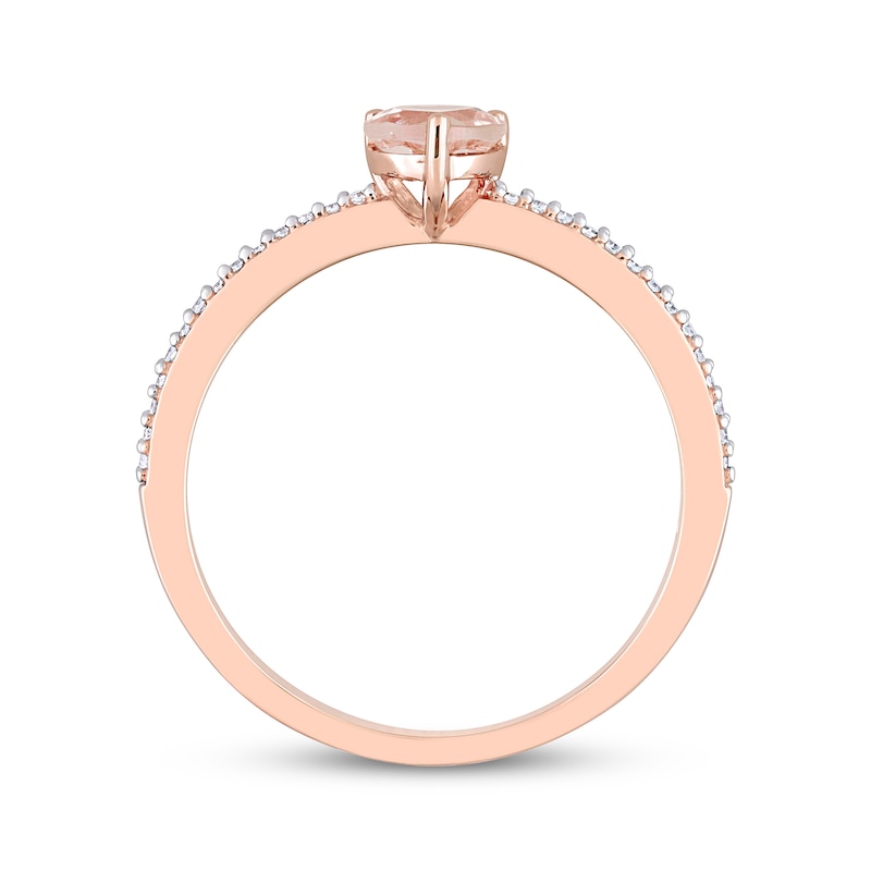 Morganite & Diamond Heart Ring 1/10 ct tw Round-cut 10K Rose Gold