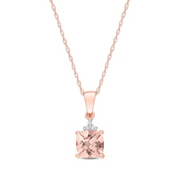 Morganite & Diamond Necklace 10K Rose Gold 17&quot;
