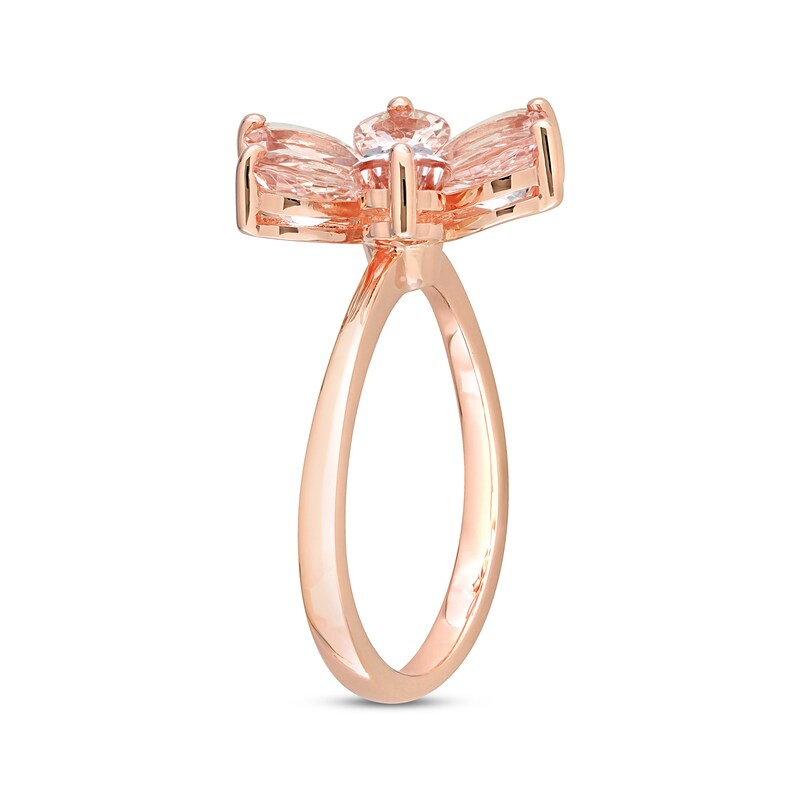 Main Image 2 of Morganite & Diamond Flower Ring 10K Rose Gold