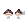 Thumbnail Image 1 of Disney Treasures Alice in Wonderland Garnet & Diamond Mushroom Earrings Sterling Silver & 10K Rose Gold