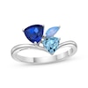 Thumbnail Image 1 of Multi-Shape Ceylon Lab-Created Sapphire, Blue Topaz & Blue Lab-Created Opal Ring Sterling Silver