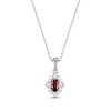 Thumbnail Image 2 of Oval-Cut Garnet & White Lab-Created Sapphire Scalloped Frame Gift Set Sterling Silver