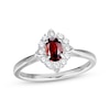 Thumbnail Image 3 of Oval-Cut Garnet & White Lab-Created Sapphire Scalloped Frame Gift Set Sterling Silver