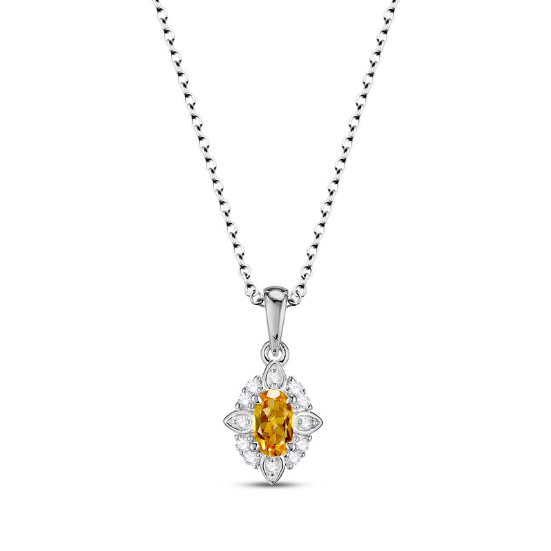 Oval-Cut Citrine & White Lab-Created Sapphire Scalloped Frame Gift Set Sterling Silver