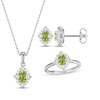 Thumbnail Image 0 of Oval-Cut Peridot & White Lab-Created Sapphire Scalloped Frame Gift Set Sterling Silver