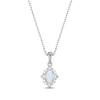Thumbnail Image 2 of Oval-Cut Lab-Created Opal & White Lab-Created Sapphire Scalloped Frame Gift Set Sterling Silver