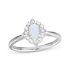 Thumbnail Image 3 of Oval-Cut Lab-Created Opal & White Lab-Created Sapphire Scalloped Frame Gift Set Sterling Silver