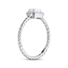 Thumbnail Image 2 of Emerald-Cut Lab-Created Opal & White Lab-Created Sapphire Rope Ring Sterling Silver