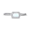 Thumbnail Image 3 of Emerald-Cut Lab-Created Opal & White Lab-Created Sapphire Rope Ring Sterling Silver