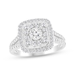 Multi-Diamond Engagement Ring 1 ct tw 10K White Gold