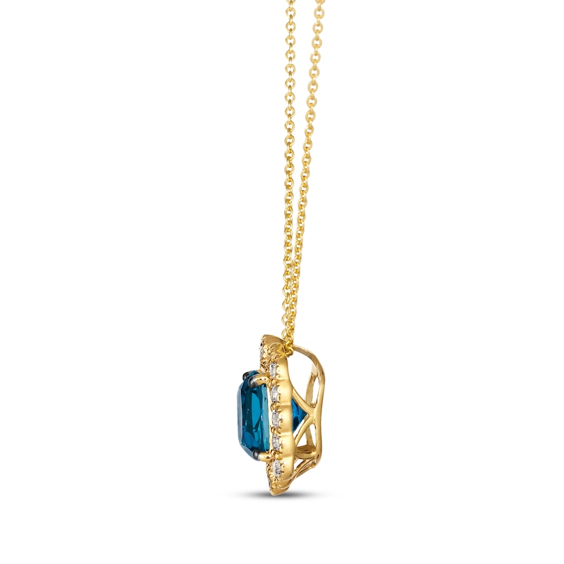 Le Vian Blue Topaz Necklace 3/8 ct tw Diamonds 14K Honey Gold 19”