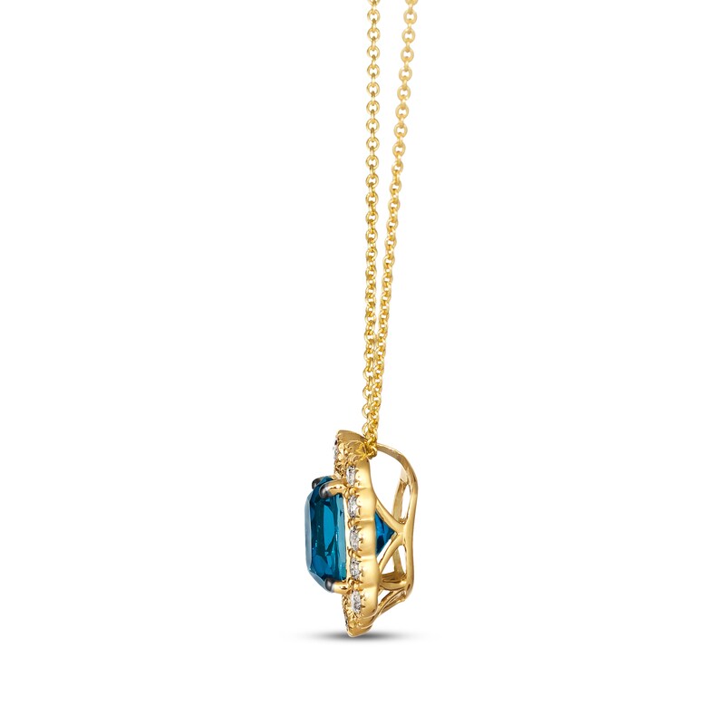 Main Image 2 of Le Vian Blue Topaz Necklace 3/8 ct tw Diamonds 14K Honey Gold 19”