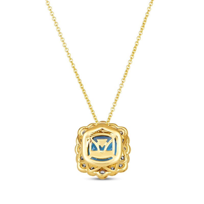 Main Image 3 of Le Vian Blue Topaz Necklace 3/8 ct tw Diamonds 14K Honey Gold 19”