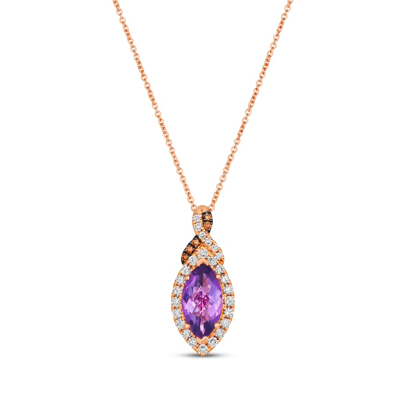 Main Image 1 of Le Vian Chocolate Twist Amethyst Necklace 1/3 ct tw Diamonds 14K Strawberry Gold 19&quot;